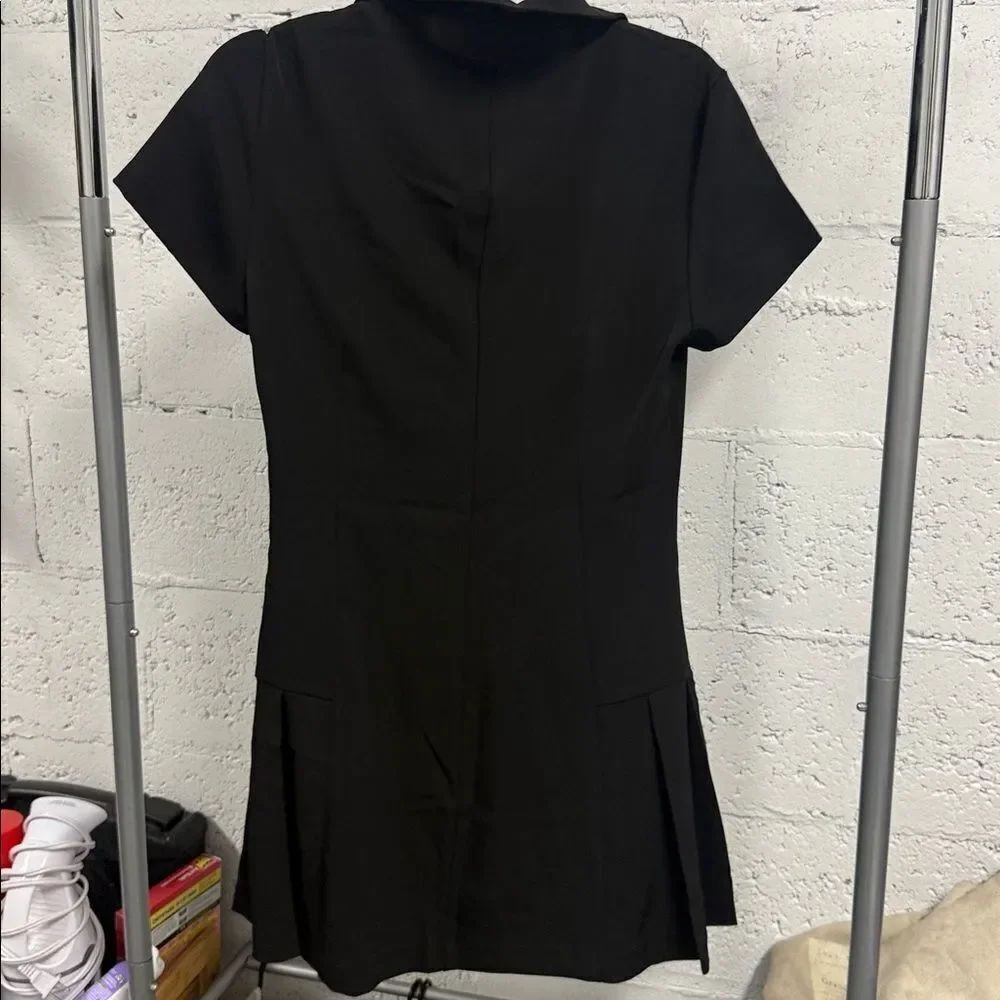 ZARA NEW Collared Black Dress NWT Cute Skater Dress Button Down Short Sleeve - Picture 3 of 3